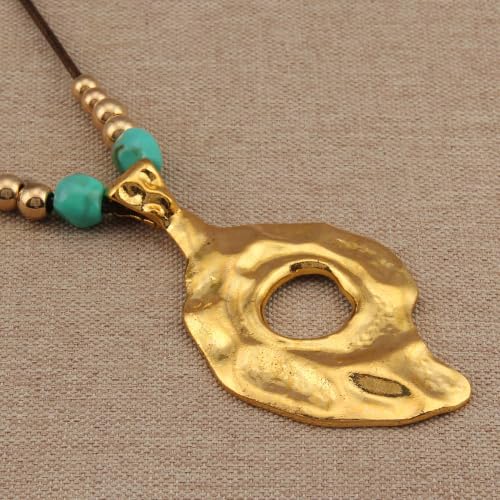 Boho Necklaces for Women Chunky Circle Necklace Bohemian Necklaces | Chunky Boho Necklace for Women Layered Boho Circle Leather Choker Necklace Long Vintage Necklaces Bohemian Jewlery Gifts - style: Boho Necklaces Women Trendy