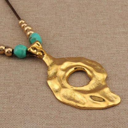 Boho Necklaces for Women Chunky Circle Necklace Bohemian Necklaces | Chunky Boho Necklace for Women Layered Boho Circle Leather Choker Necklace Long Vintage Necklaces Bohemian Jewlery Gifts - style: Boho Necklaces Women Trendy