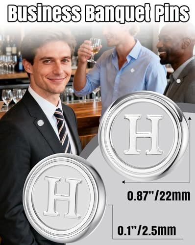 Initial Letter Pins A-Z Men Classic Brass 26 Alphabet Badge for Business & Wedding Shirt - color: Silver, style: Letter H