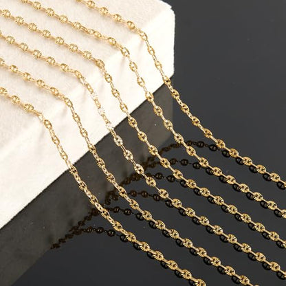 KYUNHOO 9.8 Feet Stainless Steel Jewelry Making Chains for Crafting | Gold Plated Chains Bulk Embossed Oval Chain Links with Lobster Clasps Jump Rings for Handcraft Making Supplies - color: Embossed Oval Gold