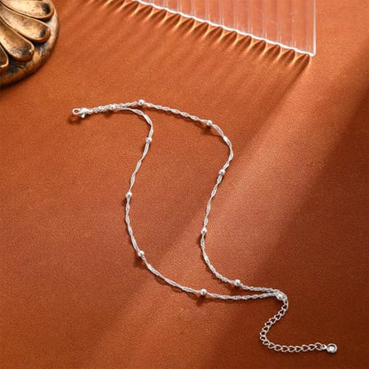 Gold Ankle Bracelets for Women Waterproof, 14K Gold/Silver Plated Layered Beaded Heart Anklets for Women Trendy Dainty Cuban Link Chain Anklets Set Summer Beach Jewelry Gift