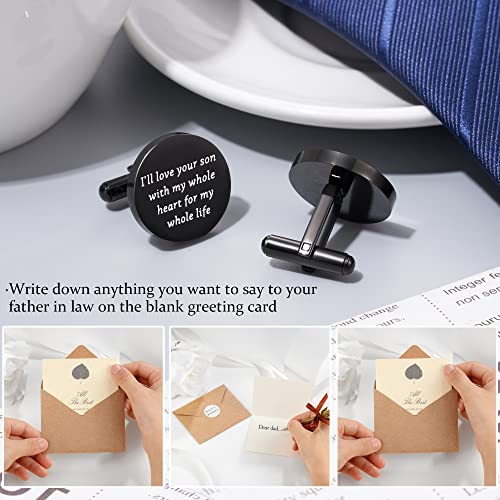 Jeka Father of The Bride/Groom Wedding Gifts Tie Bars & Cufflinks | Wedding Tie Bar & Cufflinks Set for Men, Father of the Bride, Father of the Groom, Father-in-Law Gifts - style: Father of The Groom-Black
