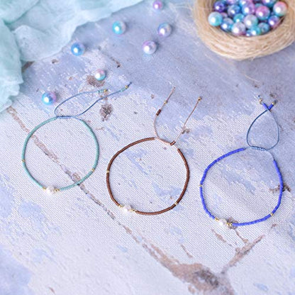 KELITCH 3 PCS Natural Pearls Bracelets Women Strand Thin Rope Friendship Bracelets Handmade Stack Charm Bracelets - color: 0002J