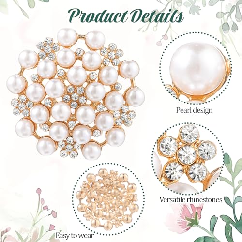 Elegant Pearl Brooches for Women, Floral Rhinestone Pearl Brooch Pins for Women Dance Party Wedding Bridal Fashion Jewelry