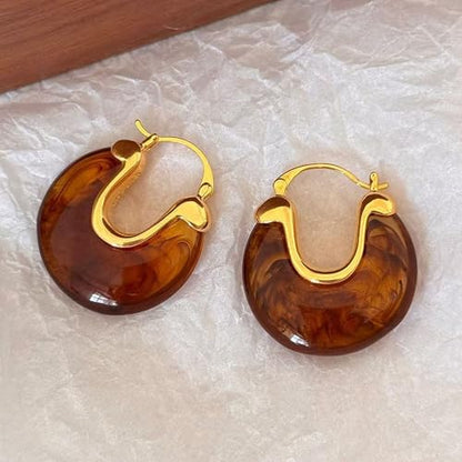 14K Gold Plated Chunky Hoop Earrings for Women Vintage Leopard Print Hoops Large Round Hoop Earrings Jewelry - style: Hoop C