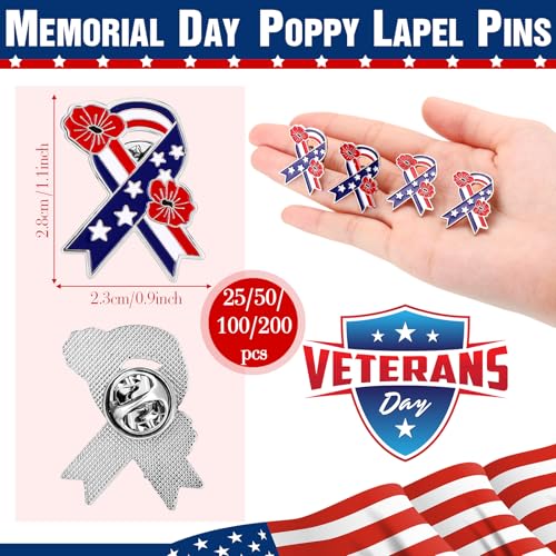 Tondiamo Patriotic Poppy Flower Brooch Pins 4th of July Poppy Pins 250th Lapel Brooch