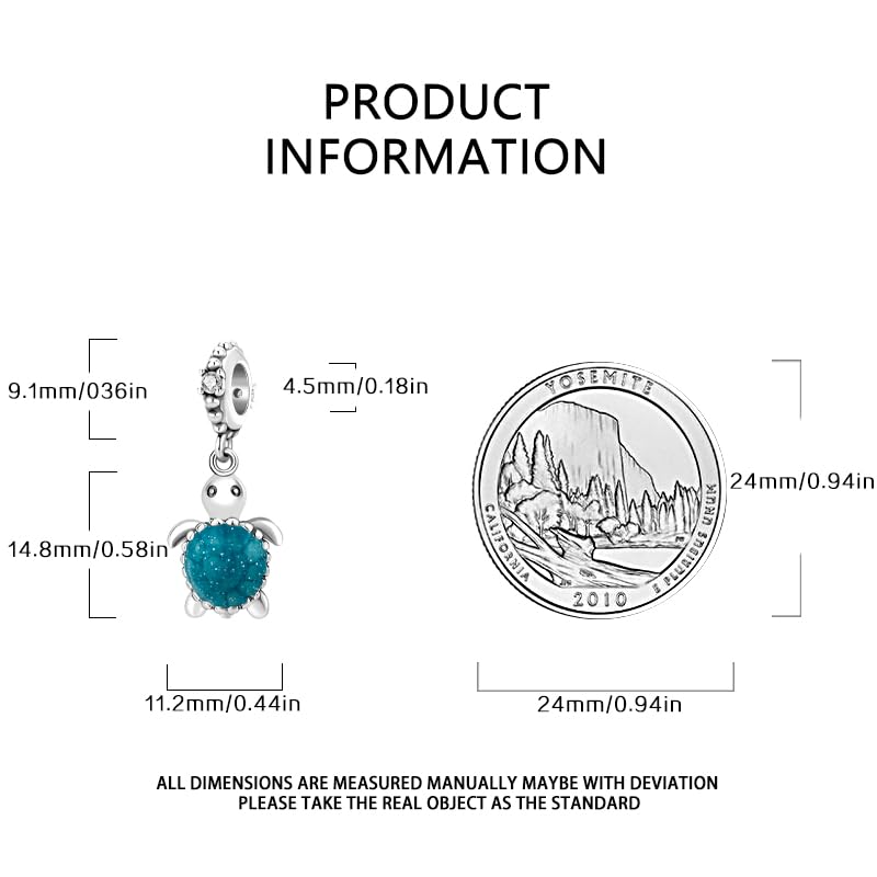 LNQOBU 925 Sterling Silver Charms Color-changing Chameleon Dangle Charm Beads Glow in the Dark Charme fits Pandora Bracelets and Necklace Jewelry Gift for Women - style: Thermochromic sea turtle