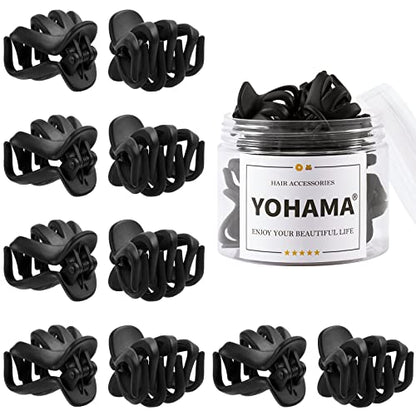 YOHAMA 10pcs Black Medium Small Octopus Claw Clips Women Thin to Thick Hair | Durable Jaw Clamp Styling Small Pony, Hold Half Bun Tightly, Non-Pulling or Snagging, Multifunction, Clamp Gift - color: C-Matte Black