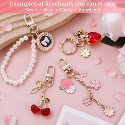 Wurosi 773 Pcs Lip Gloss Keychain Making Kit with Storage Box | Including Chains,Charms,Letters,Hooks,Manual,Gift Bgas, Jump Rings & Tools, Perfect DIY Jewelry Crafts & Gift for Adults - color: 773 Pcs Gold Keychain Kit