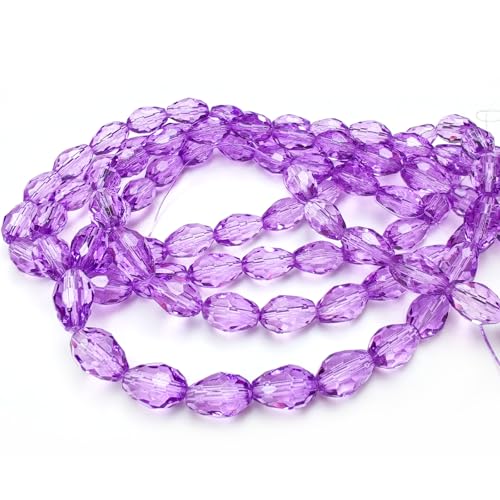 8x12mm Teardrop Glass Beads for Jewelry Making, Vertical Hole Faceted Crystal Prism Beads for Pendants Bracelet Necklace Earring, Crystal Violet 100pcs - color: Crystal Violet
