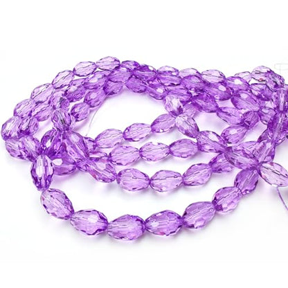 8x12mm Teardrop Glass Beads for Jewelry Making, Vertical Hole Faceted Crystal Prism Beads for Pendants Bracelet Necklace Earring, Crystal Violet 100pcs - color: Crystal Violet