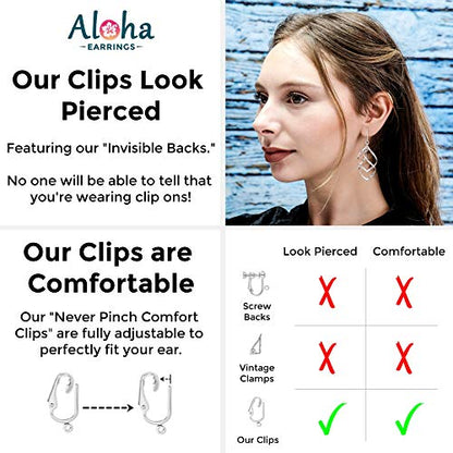 Silver Clip On Earrings For Women, They Look Pierced, Don't Pinch & Won't Fall Off, Hypoallergenic & Lightweight - color: Silver Cluster