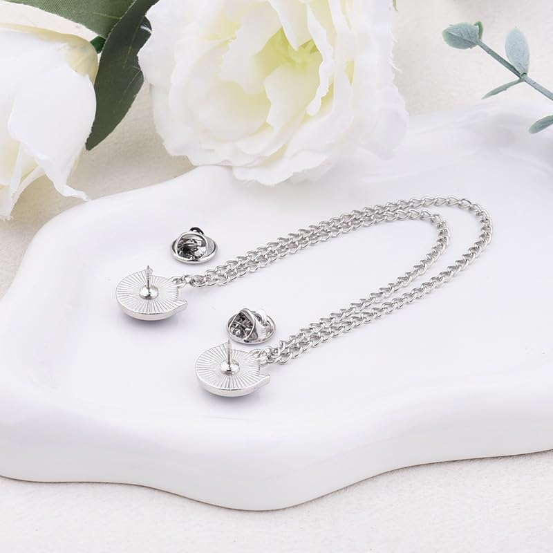 Crystal Rhinestone Brooch Mens Lapel Pins for Shirt Collar Suit Tassel Collar Chains for Shirts Badge Suit Accessories Men Brooch - color: Green-J