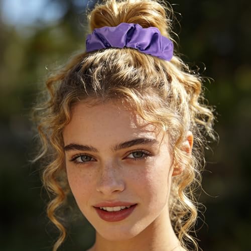 Jaciya Satin Scrunchies for Women Purple Hair Scrunchies Elastic Hair Ties | 24 Pack Elastic Hair Ties for Ponytails and Buns - color: Purple