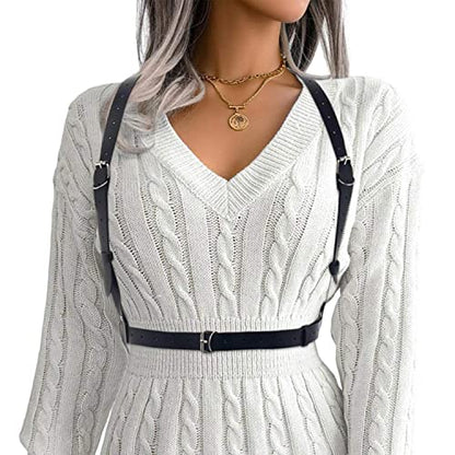 BODIY Plus Size Harness Punk Leather Black Harness Belts Women Fashion Body Harness for Women - color: Black
