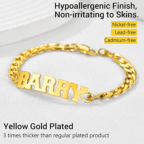 PROSTEEL Bracelets for Men, Figaro/Cuban Mens Bracelet, Silver/Gold/Black | 6/9/13mm Width, 7.5/8.3/9" Length, Stainless Steel Mens Bracelet, Durable & Non Tarnish, Chunky Jewelry with Gift Box - style: H 6mm-Cuban-Gold-Custom