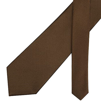 GUSLESON Classic New 3.15"（8cm） Men's Solid Color Necktie Wedding Business Tie + Gift Box - color: Dark Brown