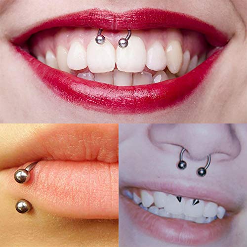 Longita Internally Threaded Septum Ring Silver Black Gold Septum Rings 16G Septum Piercing Surgical Steel Septum Jewelry Septum Nose Rings 16 Gauge Small Septum Ring Horseshoe with Replacement Balls - color: D3-silver+gold-8+10mm
