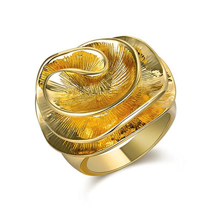 Mytys Cocktail Rings for Women Fashion 18K Gold Plated & Silver Flower Statement Ring Wedding Engagement Party Jewelry Gift - color: Gold