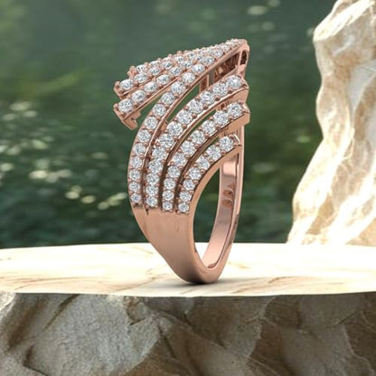 1/2 Carat Bypass Statement Diamond Ring in 10K Gold - color: Rose Gold