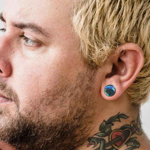 2 Pairs Abalone Pearl Shell Stainless Steel Ear Gauges Plugs and Tunnels, Size 2g - 1 inch Hypoallergenic Surgical Steel Ear Stretcher Expander Body Jewelry - color: BO1651 Gold, size: 14 mm (9/16 inch)