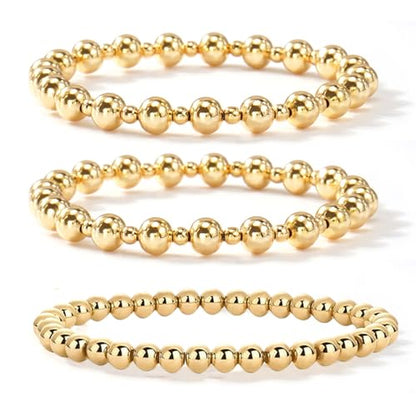 Gold Bracelets for Women, Beaded Cross Stack, Non Tarnish Set，Set-1 | Gold Beaded Bracelet Stack with Stretch Fit, Waterproof Finish and Dainty Design for Everyday Wear and Gifts - color: Colors-12