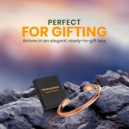 Healing Monk Pure Copper Bracelet for Men & Women – Handmade Uncoated Copper Jewelry Cuff – Adjustable Healing Copper Bracelets for Arthritis – Mens & Womens Copper Cuff Pulsera de Cobre - style: Healer
