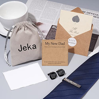 Jeka Father of The Bride/Groom Wedding Gifts Tie Bars & Cufflinks | Wedding Tie Bar & Cufflinks Set for Men, Father of the Bride, Father of the Groom, Father-in-Law Gifts - style: Father of The Groom-Black