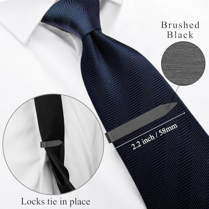HAWSON Gold Silver Black Rose Gold Tie Clips for Men, Skinny Bars Pins Tacks Set 2.2 Inch for Necktie Suit Accessories - style: 4 Pcs Black Tie Bars Set