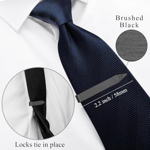 HAWSON Gold Silver Black Rose Gold Tie Clips for Men, Skinny Bars Pins Tacks Set 2.2 Inch for Necktie Suit Accessories - style: Single Black Clip