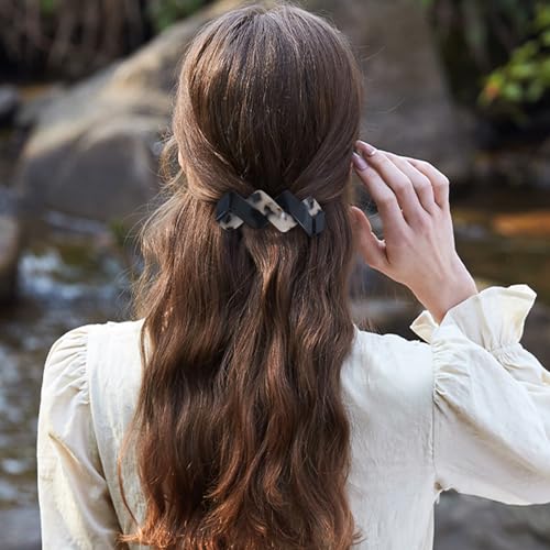 Mistofu 3.93in Large Premium Acetate Barrettes for Women - Elegant French Retro Accessories for Thick Hair Daily Wear - color: mahua25