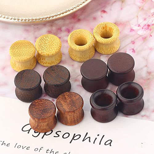 12pcs Wooden Gauges For Ear Nature Wood Tunnels Earrings Plugs Vintage Body Piercings Saddle Stretchers Set 2G-20mm - style: #1 8mm=0g
