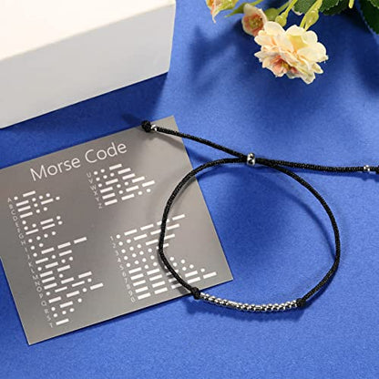 ASELFAD Morse Code Bracelets for Women, Funny Best Friend Birthday Gifts for Women Friendship Bracelets, Inspirational Jewelry, Teen Girl Gifts Trendy Stuff - style: BQdQss