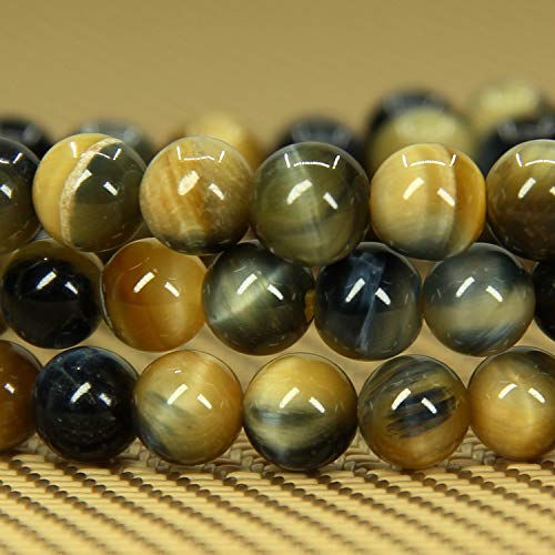 Angelstones Gemstones 6mm Round Beads Healing Crystal Bracelet for women | Natural Gemstone, Handmade Gifts for Women, Healing Crystal Round Beaded Stretch Bracelets, Unisex Jewelry for Women and Men - color: Golden Blue Tiger Eye