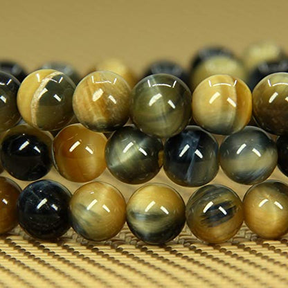 Angelstones Gemstones 6mm Round Beads Healing Crystal Bracelet for women | Natural Gemstone, Handmade Gifts for Women, Healing Crystal Round Beaded Stretch Bracelets, Unisex Jewelry for Women and Men - color: Golden Blue Tiger Eye