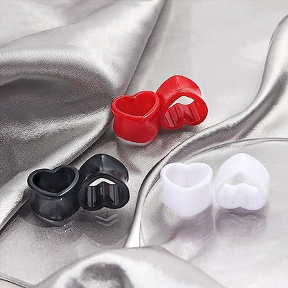 Qmcandy 6pcs/18pcs Heart Shape Acrylic Ear Tunnels Plugs Set Mix Color Stretcher Expander Piercing Tunnels Gauge 6G-7/8 inch - color: 3 pairs, 1/2"(12mm)