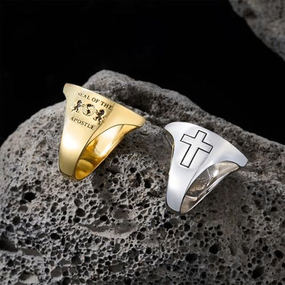 callie Custom Signet Ring - Engraved Text & Photo, Personalized Family Crest Coat Of Arms Rings, 925 Sterling Silver/Brass | Father's Day Jewelry Gifts for Men & Women - color: Olive 1