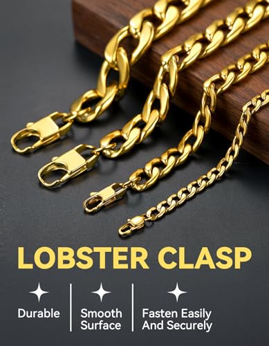 ChainsHouse Cuban Link Chain Necklace Men Women, 5/9/12/15mm Width, Stainless Steel/14K Gold Plated Cuban Necklace, 14"-30" Length, with Gift Box - color: L: Cuban-15mm-gold, size: 20.0 Inches