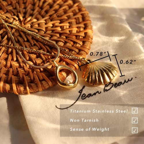 Jean Beau Dainty Pendant Necklaces for Women, Cute Chain Necklace Jewelry Gift - color: Shell