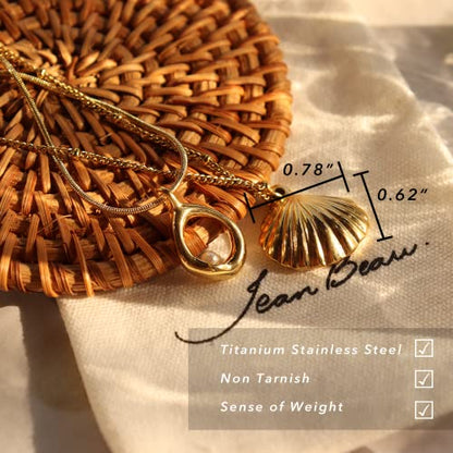 Jean Beau Dainty Pendant Necklaces for Women, Cute Chain Necklace Jewelry Gift - color: Shell