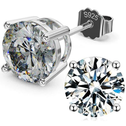 925 Sterling Silver Cubic Zirconia Studs Earrings for Women Men - Hypoallergenic 14K White Gold Plated 5/6/7/8mm Clear Round Cut CZ Studs Earrings - color: White Gold 4 Prong, size: 6mm