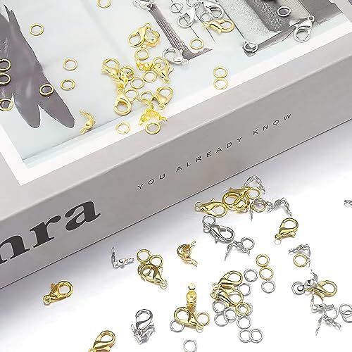 462 Pcs Lobster Claw Clasps with Jump Ring Opener and Tweezer | for Jewelry Making Kit,Lobster Clasp Set with Open Jump Rings Connectors,Bracelet Making Kit for Jewellery DIY Craft