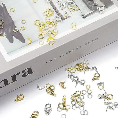 462 Pcs Lobster Claw Clasps with Jump Ring Opener and Tweezer | for Jewelry Making Kit,Lobster Clasp Set with Open Jump Rings Connectors,Bracelet Making Kit for Jewellery DIY Craft