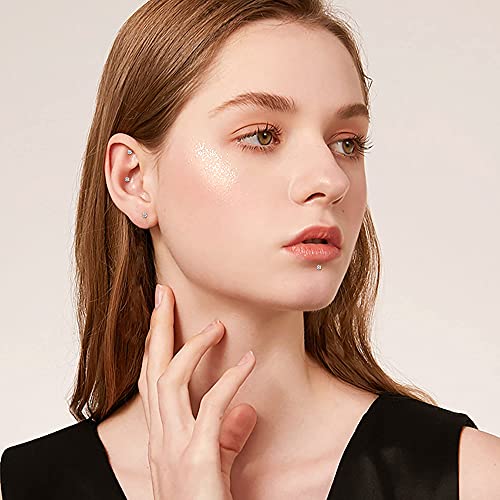 Helicopchain 20Pcs 16G Hypoallergenic Stainless Steel Lip Studs Labret Piercing With 3mm CZ Cartilage Tragus Helix Monroe Piercing Stud Jewelry 6mm 8mm 10mm - style: 6mm