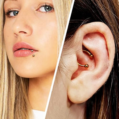 Vsnnsns 14G 16G 18G Septum Rings Piercing Jewelry 316L Stainless Surgical Steel Horseshoe Septum Nose Rings Snake Bite Lip Ring Daith Rook Earrings Smiley Piercing Jewelry for Women Men 8MM 10MM 12MM - color: 16G-8MM Mix Color