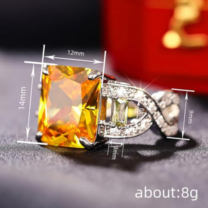 Geometric Bright Cubic Zirconia Party Statement Ring for Women | Cocktail Party, Formal Dinner, Banquet, Gala, Ceremony, Date Night, Holiday Gathering, Luxury Dinner - color: Silver Color