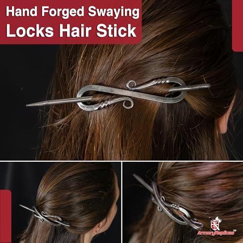 Armory Replicas™ Swaying Locks Forged Iron Hair Stick – Elegant Twisted Barrette Hair Pin for Women | Classic Infinity Design | Mother’s Day, Valentine's, Birthdays | - style: Design5
