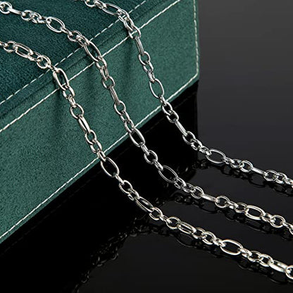 UMAOKANG Silver Stainless Steel Embossed Cable Chains for Jewelry Making | 16.4 Feet Thick Oval Link Chains Bulk Heavy Men Hip-pop Necklace DIY Chain with Jump Rings Lobster Clasps - color: Silver Embossed Rolo
