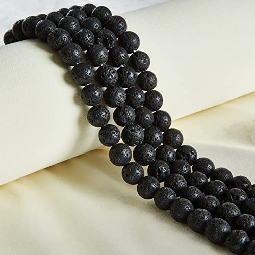 100pcs 8mm Black Lava Beads Natural Gemstone Beads Round Loose Beads for Jewelry Making - color: Black Lava, size: 8mm