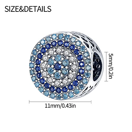 Pandach 925 Sterling Silver Charms Beads for Bracelets and Necklaces Butterfly and Headphones Pendants Clover Charms Jewelry Gift for Women - style: Classic Blue Eye